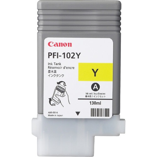 Canon PFI-102Y Cartuccia d'Inchiostro Originale Giallo 130ml per Stampanti imagePROGRAF iPF500/iPF600/iPF700/iPF710/iPF720