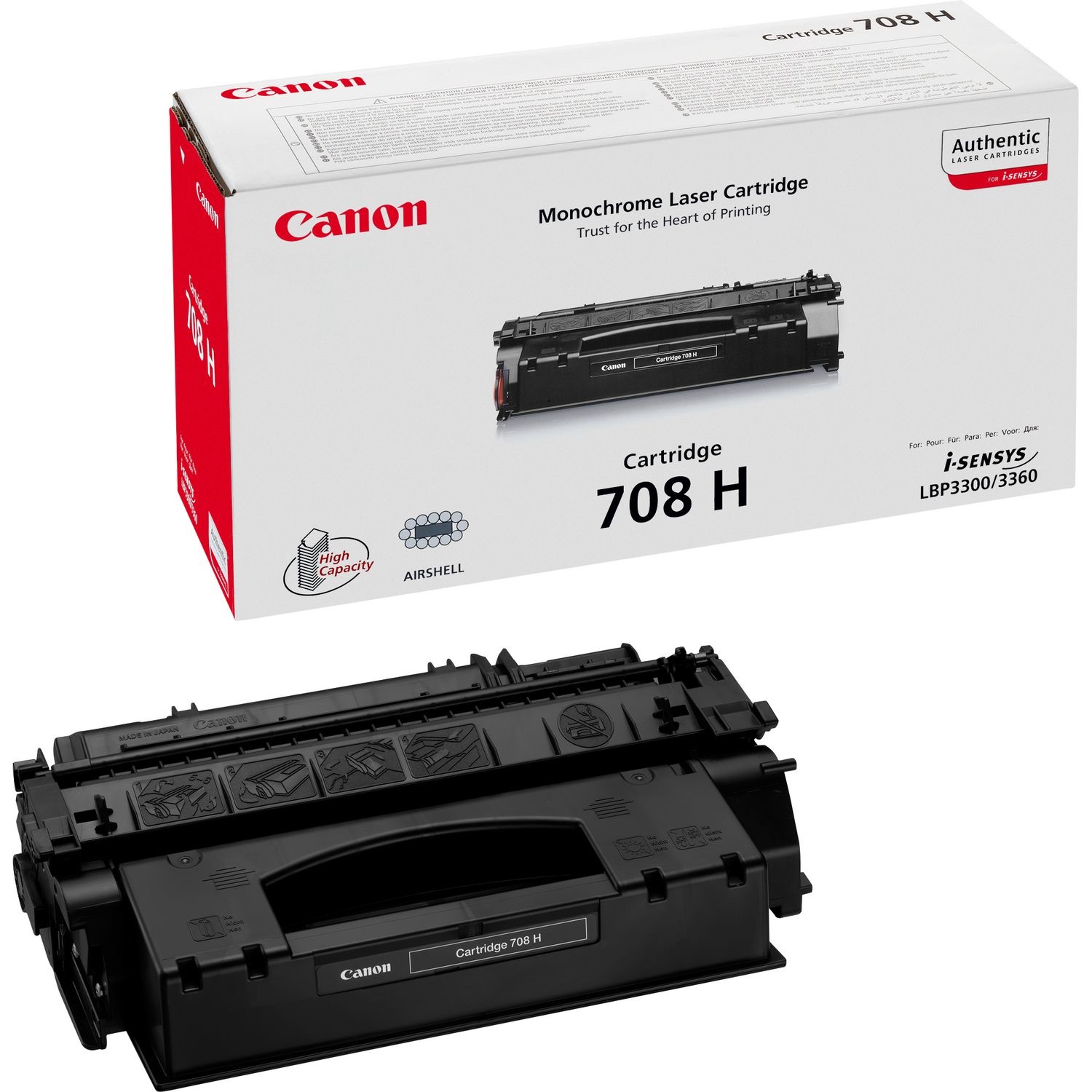 Canon 708H Cartuccia Toner Originale Nero - 6000 Pagine per Canon LBP3300 e LBP3360