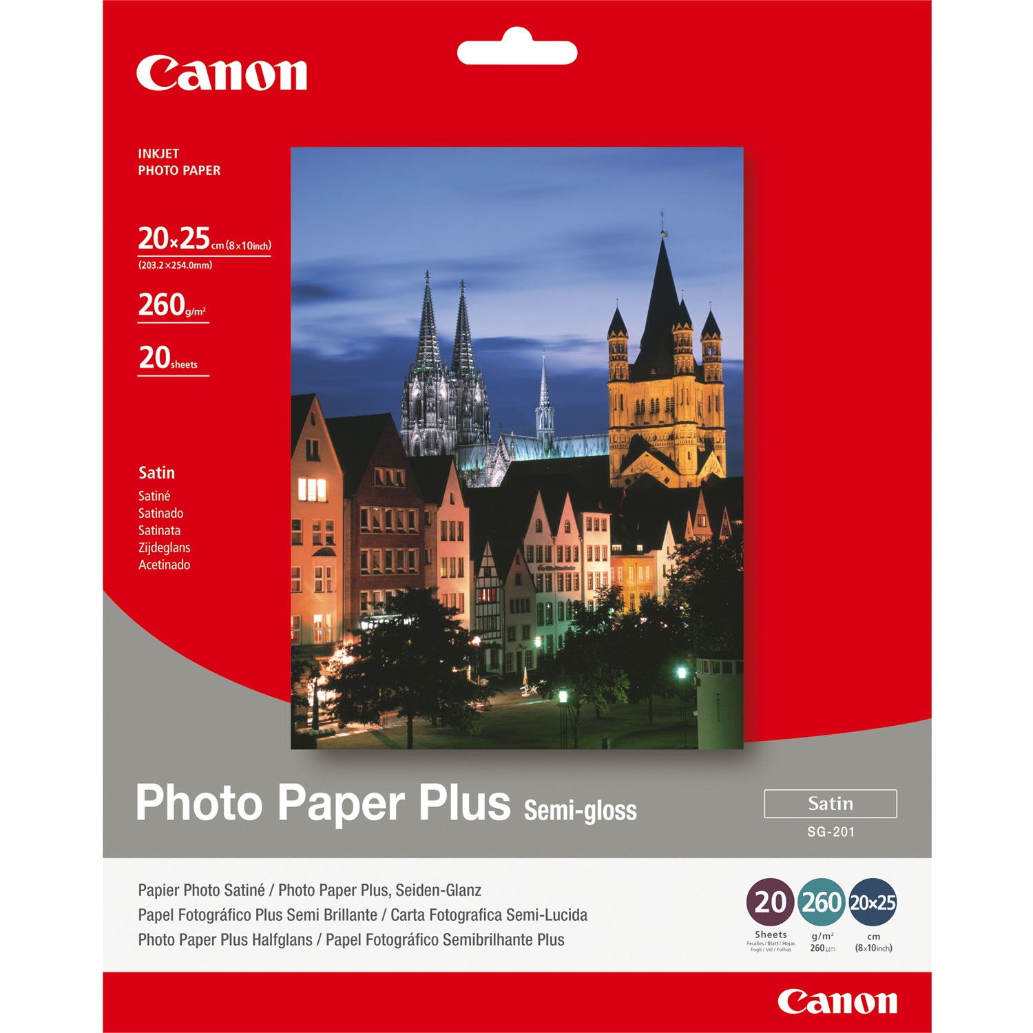 Canon Carta fotografica semi-lucida SG-201 Plus 8x10 - 20 fogli, 260 g/m², Semi-gloss