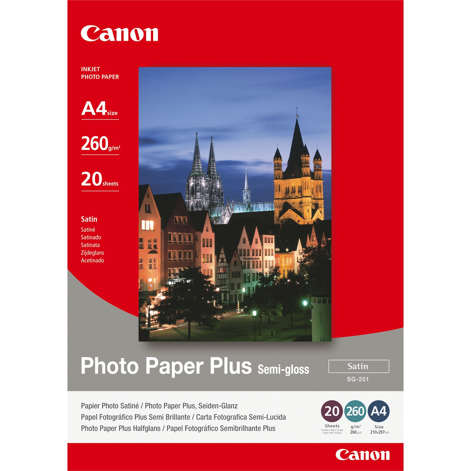 Canon Carta Fotografica Plus Semi-Gloss SG-201 A4 - 20 Fogli - Satinata, 260 g/m²