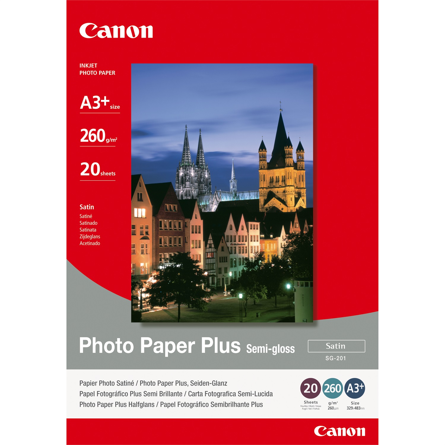 Canon Carta Fotografica Plus Semi-Gloss SG-201 A3 - 20 Fogli - 260 g/m²