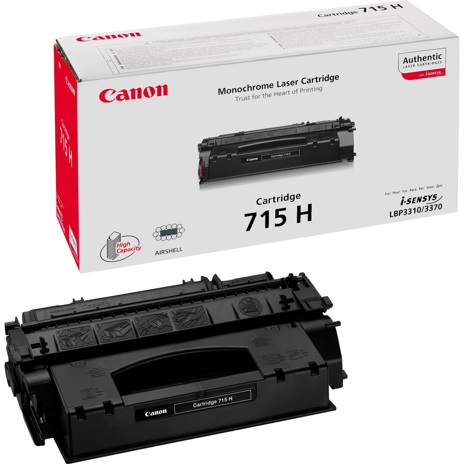 Canon 715H Cartuccia Toner Originale Nero 1976B002 - Stampa fino a 7.000 Pagine per i-Sensys LBP-3310 e LBP-3370
