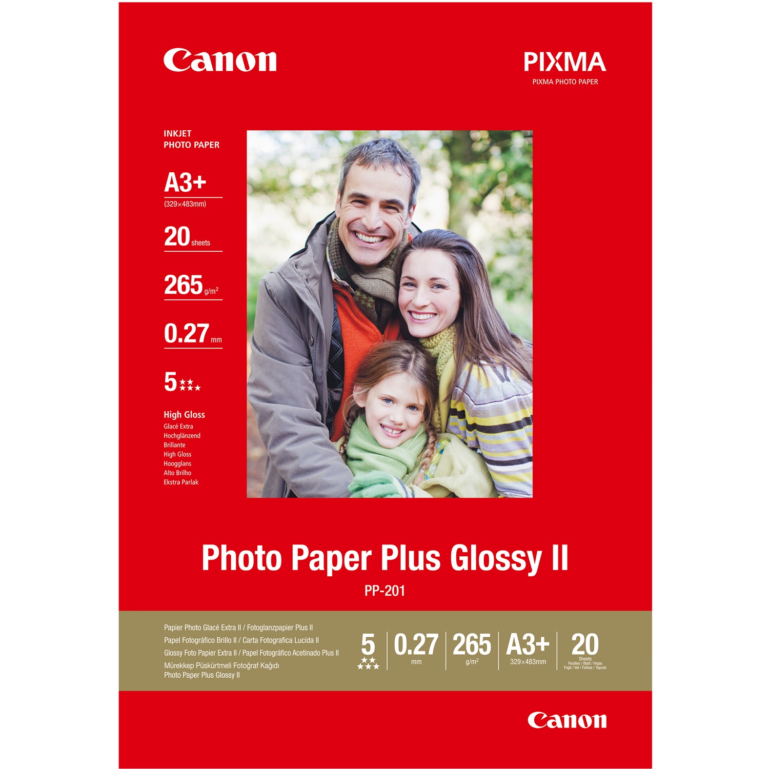 Canon Carta fotografica Plus Glossy II PP-201 A3 - 20 fogli, 260 g/m², lucida