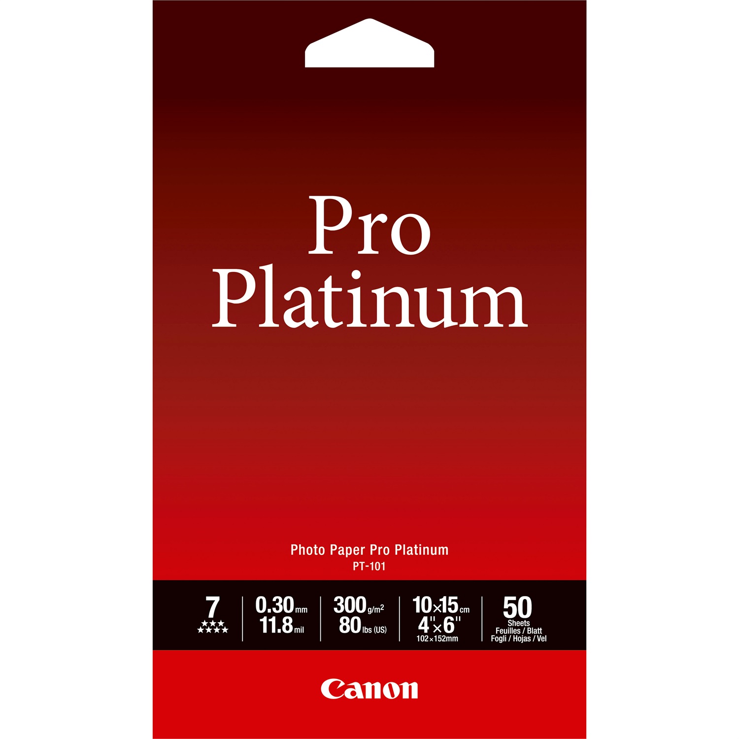 Canon PT-101 Carta Fotografica Lucida Professionale 10x15cm - 50 fogli, 300 g/m², Finitura High Gloss