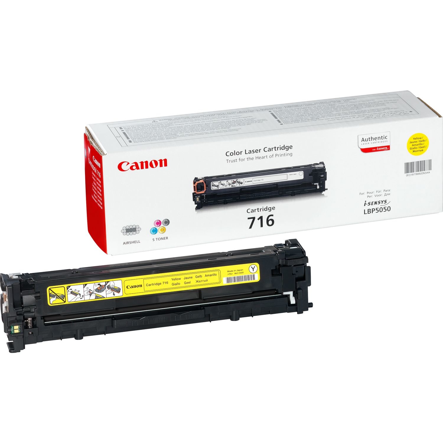 Canon 716 Y Toner Giallo Originale 1977B002 - 1500 Pagine per LBP5050, LBP5050N, MF8030CN, MF8040Cn, MF8050CN, MF8080Cw