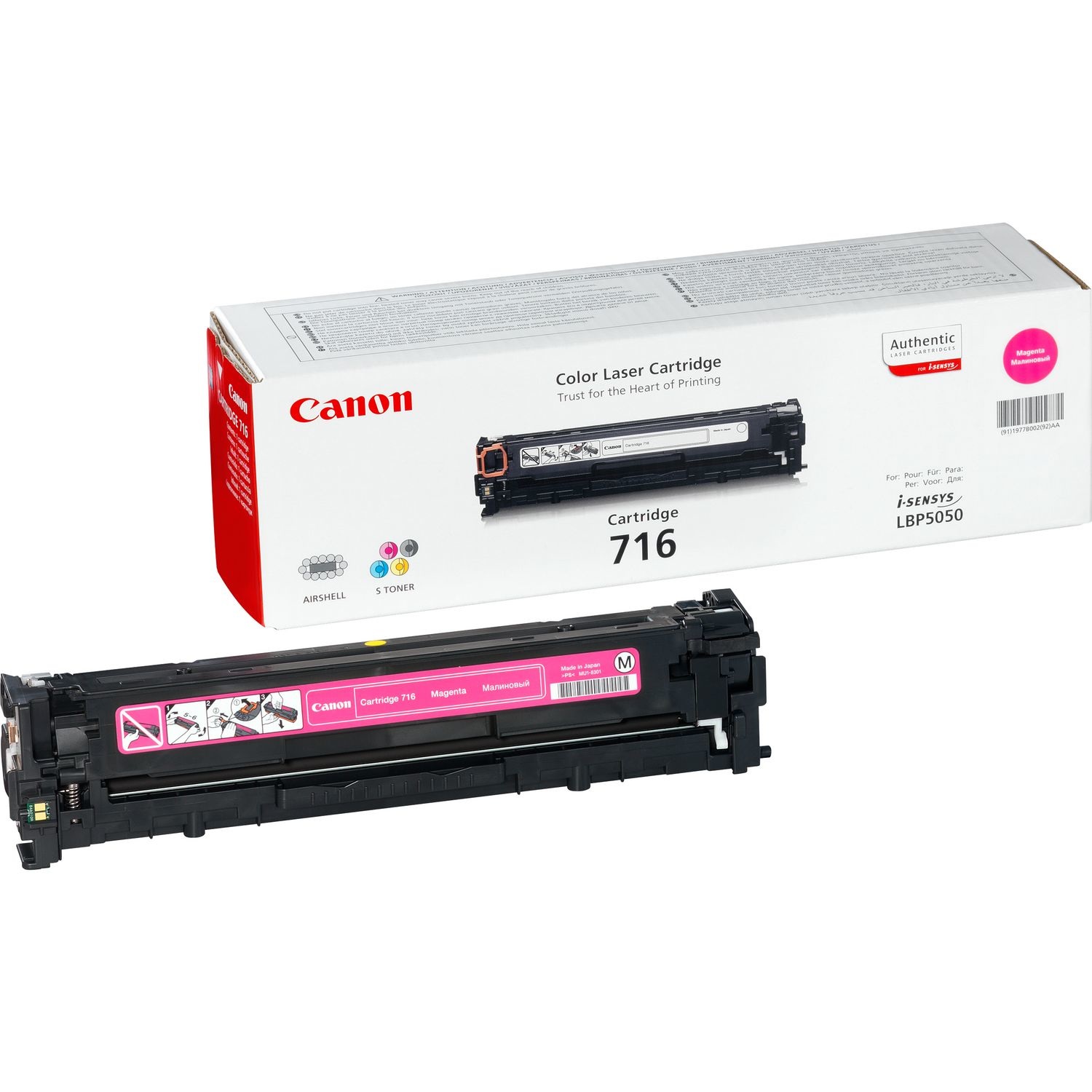 Canon Toner 716M Magenta Originale 1978B002 - 1500 Pagine - Compatibile con LBP5050, LBP5050N, MF8030Cn, MF8040Cn, MF8050Cn, MF8080Cw