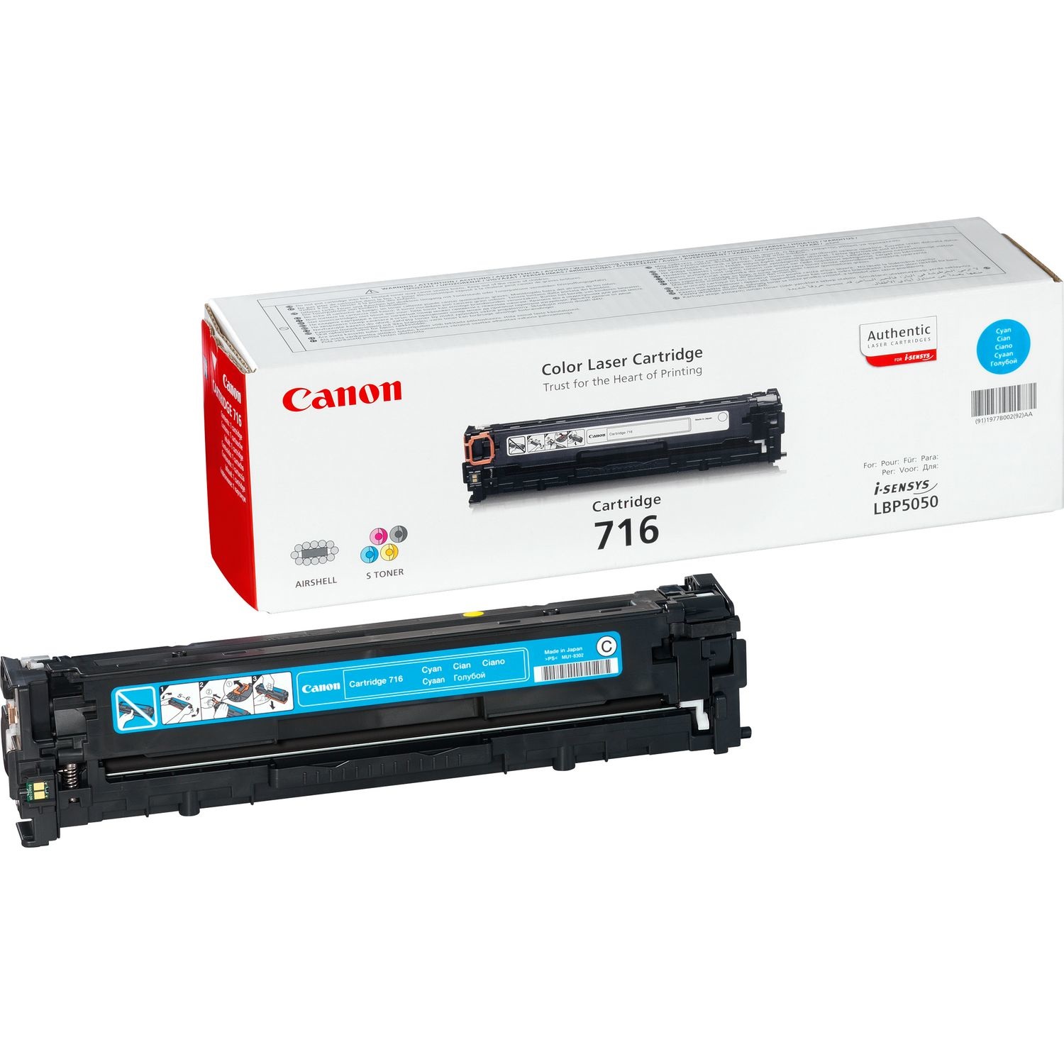 Canon 716C Toner Ciano Originale 1979B002 - 1500 Pagine, Compatibile con LBP-5050, LBP-5050N, MF8030Cn, MF8040Cn, MF8050Cn, MF8080Cw