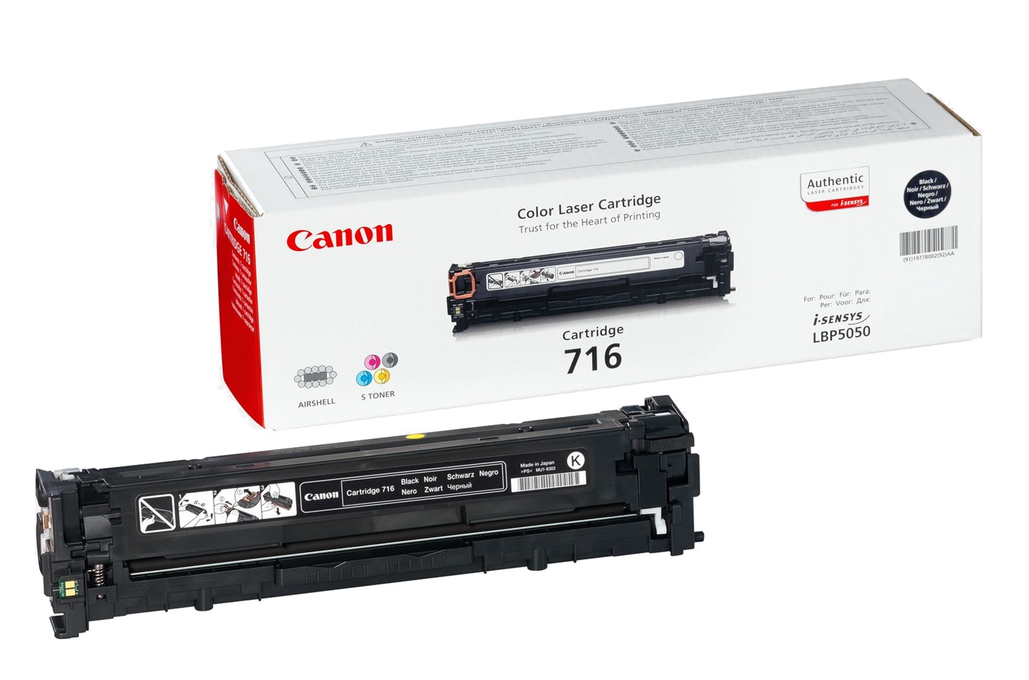 Canon Toner 716BK Originale Nero 1980B002 - 2300 Pagine per Stampanti LBP-5050 e MF-8030Cn