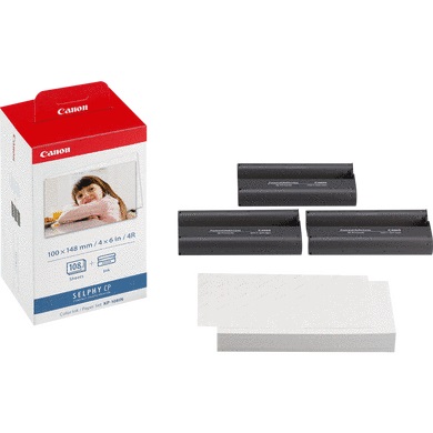 Canon KP-108IN Carta Fotografica 100 x 148 mm, 108 Fogli, Inchiostro Rosso e Bianco, Compatibile con Stampanti Selphy