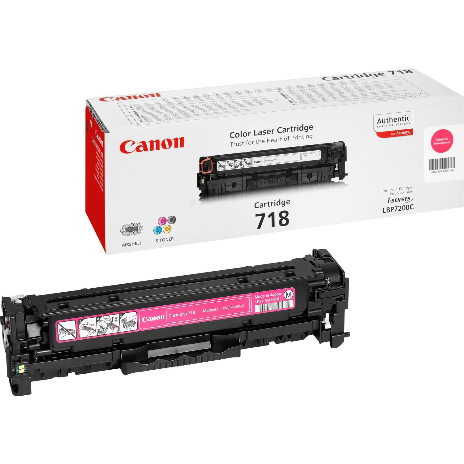 Canon CRG-718 M Cartuccia Toner Originale Magenta 2660B002 - 2900 Pagine