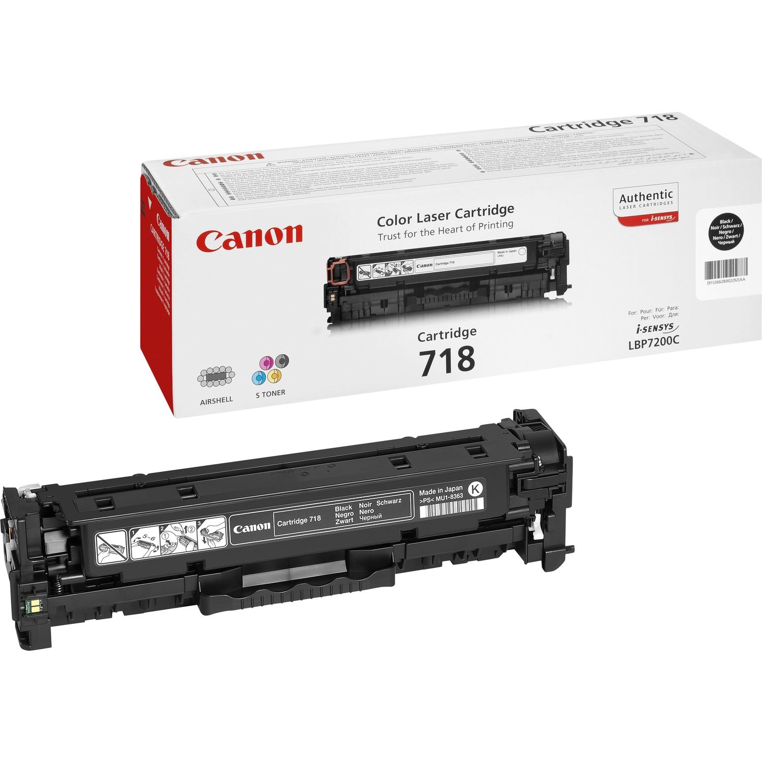 Canon CRG-718 BK Cartuccia Toner Originale Nero - 3400 Pagine - Compatibile con LBP e MF Series