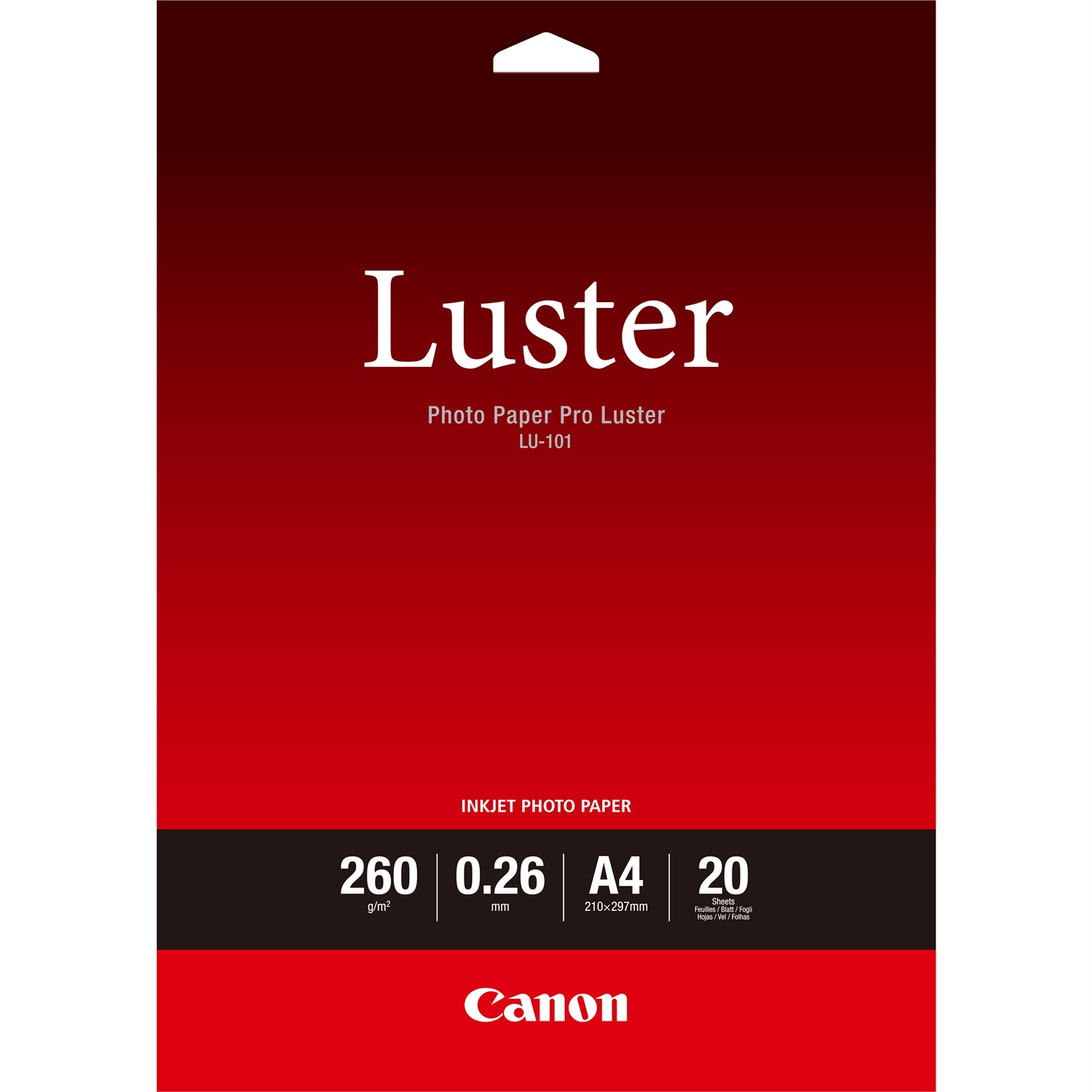 Canon Carta Fotografica Luster PRO LU-101 A4 - 20 Fogli Satinati 260 g/m² Bianco