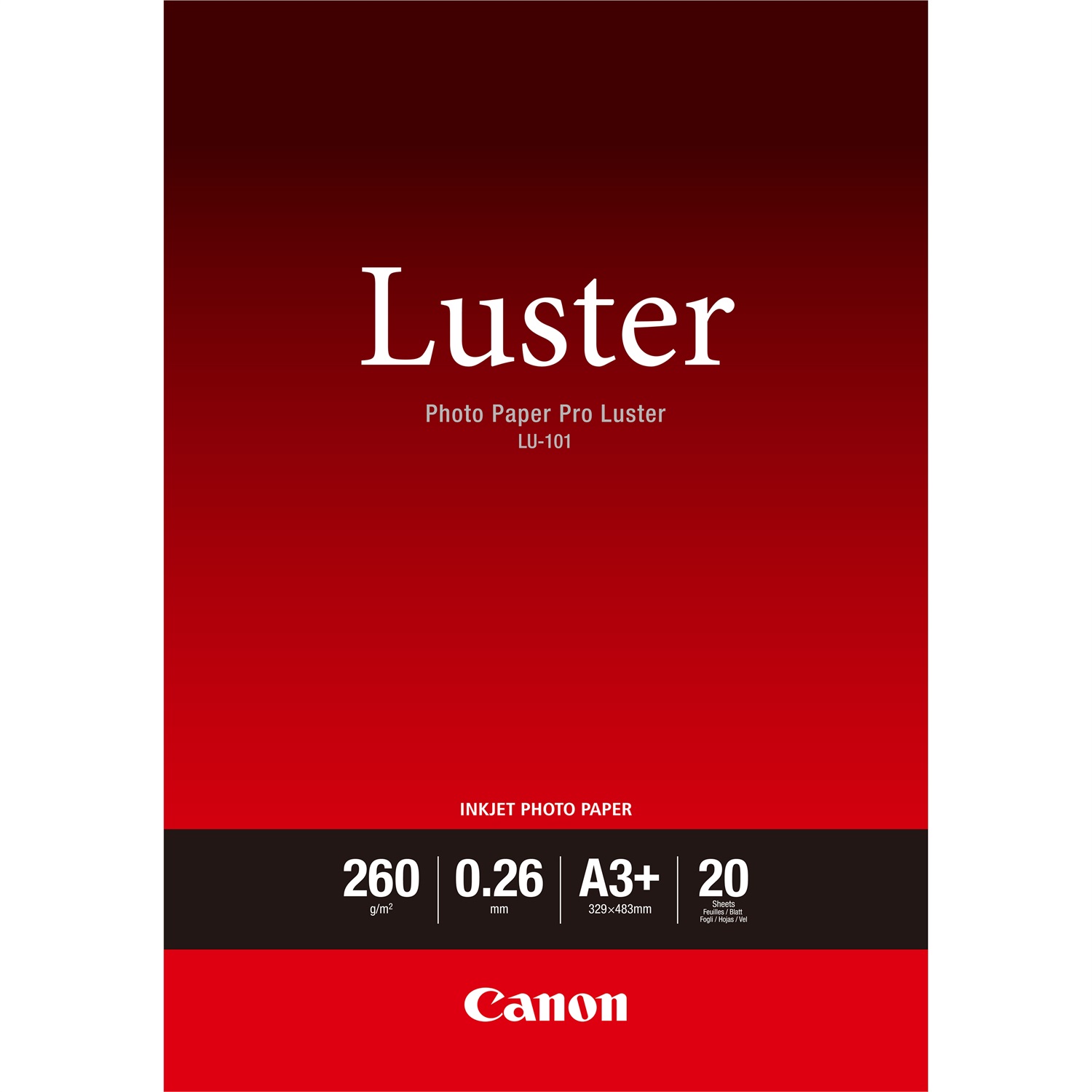 Canon Carta Fotografica Luster PRO LU-101 A3 - 20 Fogli, 260 g/m², Bianco, Satinata