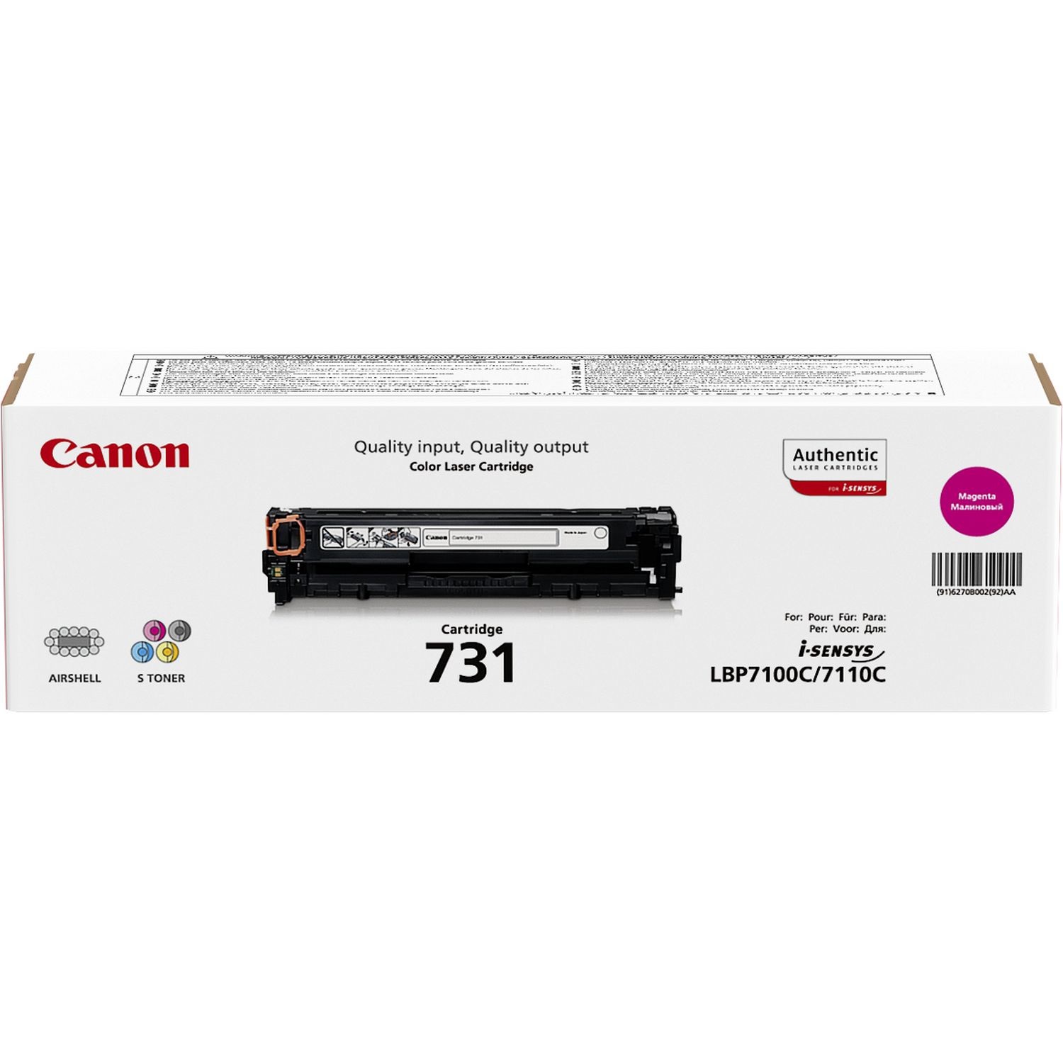 Canon 731M Toner Originale Magenta 6270B002 - 1500 Pagine, Compatibile con i-Sensys LBP-7100Cn/7110Cw, MF 623Cn/628Cw/8230Cn/8280Cw