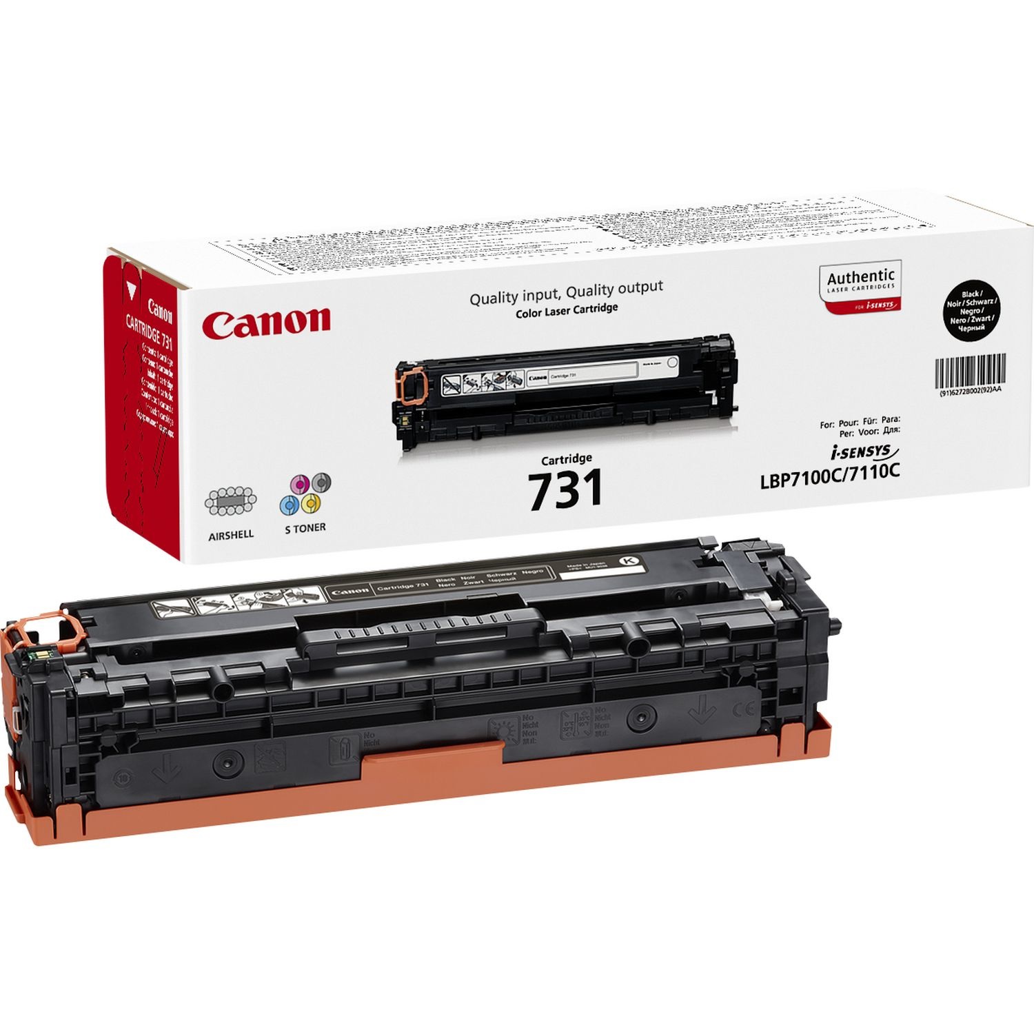 Canon 731 BK Cartuccia Toner Originale Nero 6272B002 - Fino a 1400 Pagine - Compatibile con LBP7100Cn, LBP7110Cw, MF623Cn, MF628CW, MF8230Cn, MF8280Cw