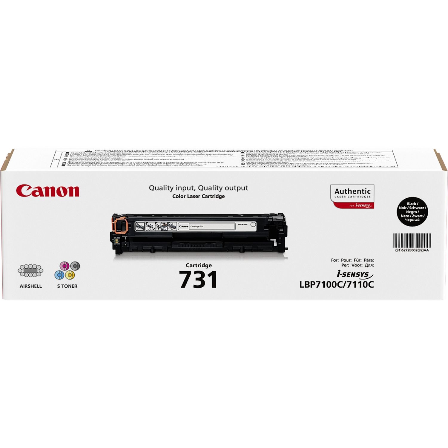 Canon 731 BK Cartuccia Toner Originale Nero 6272B002 - Fino a 1400 Pagine - Compatibile con LBP7100Cn, LBP7110Cw, MF623Cn, MF628CW, MF8230Cn, MF8280Cw