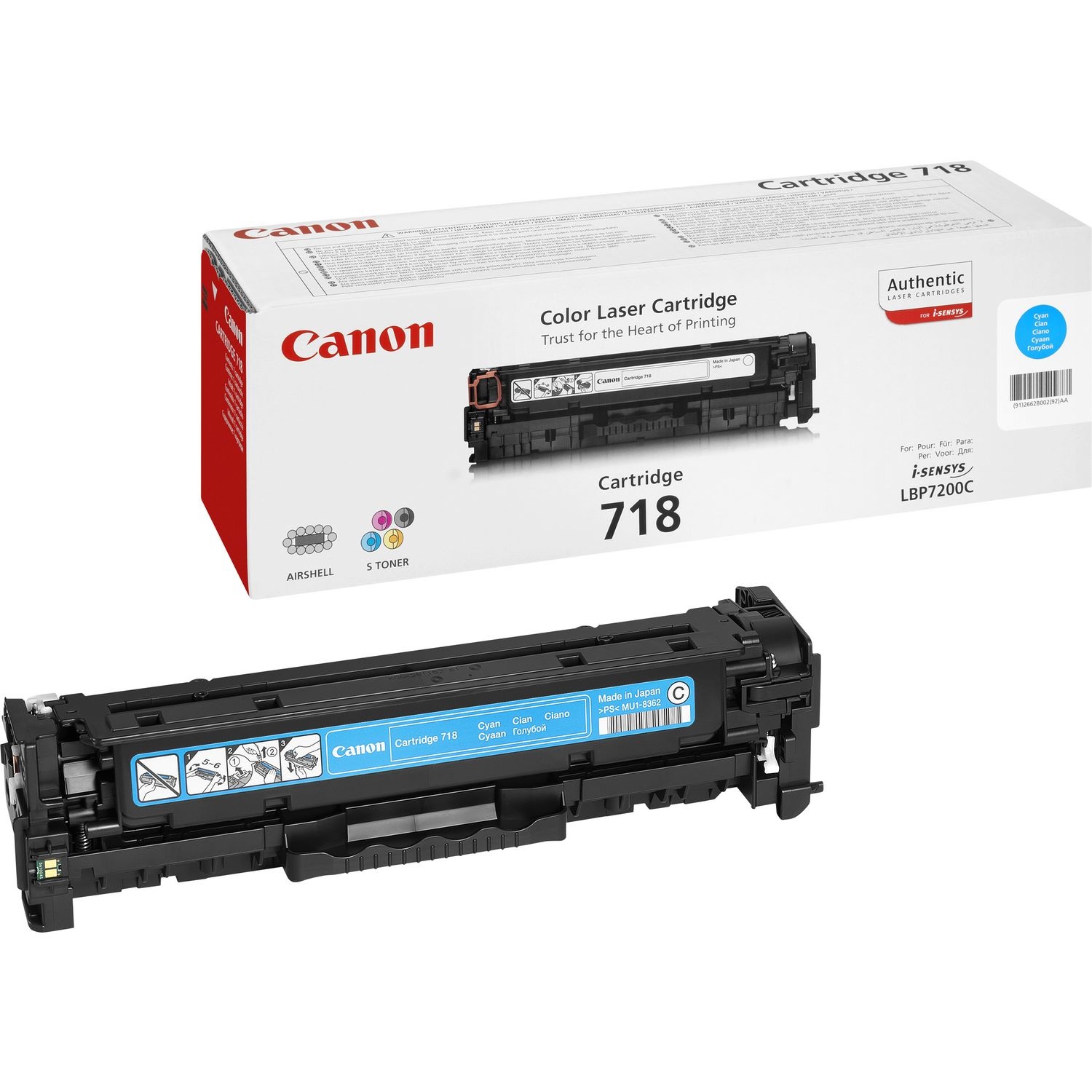 Canon CRG-718 C Cartuccia Toner Originale Ciano - 2900 Pagine - Compatibile con LBP7200, MF8330, MF8350