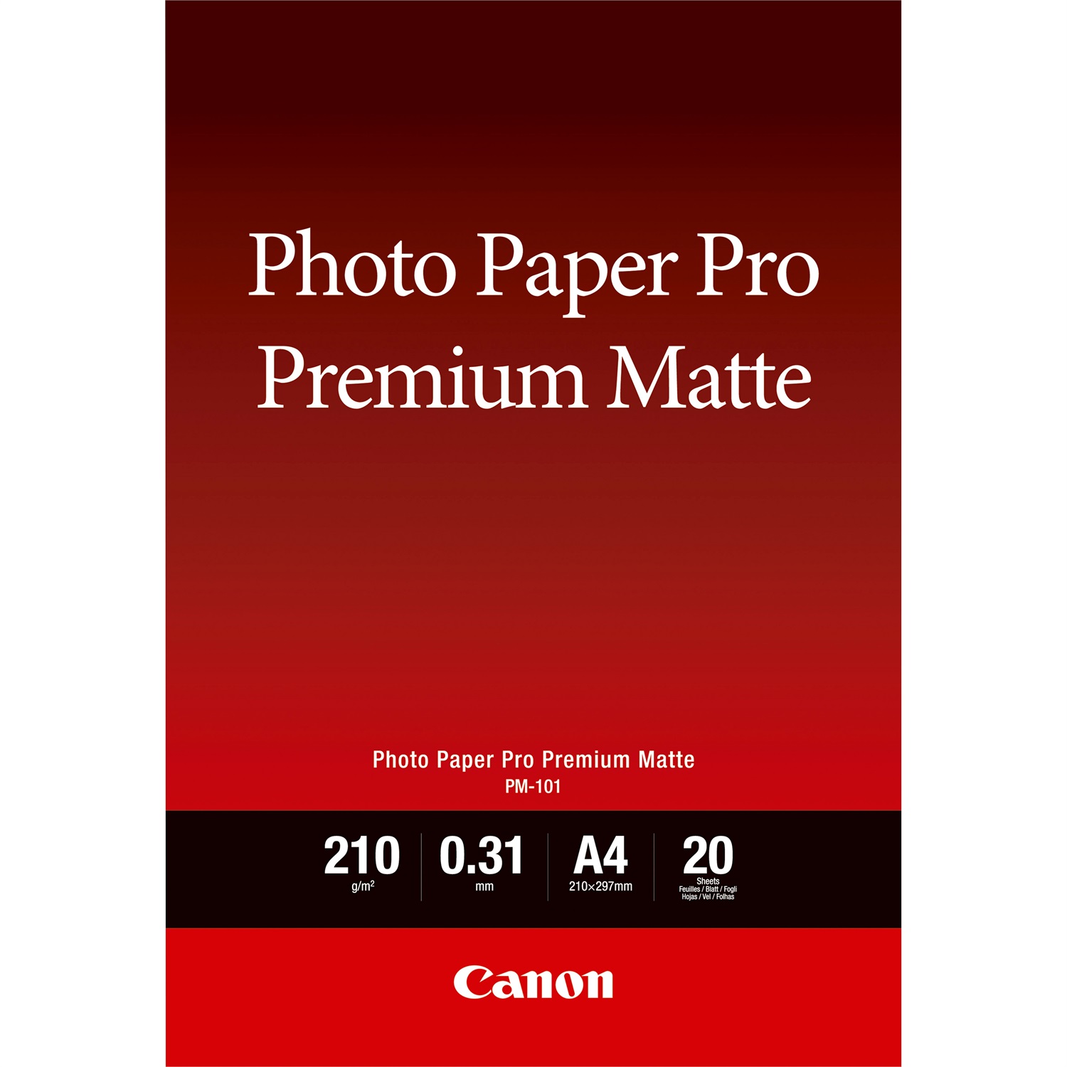 Canon Carta Fotografica Premium Matte PM-101 A4 - 20 Fogli - 210g, Opaca e Liscia, Ideale per Stampe Senza Riflessi