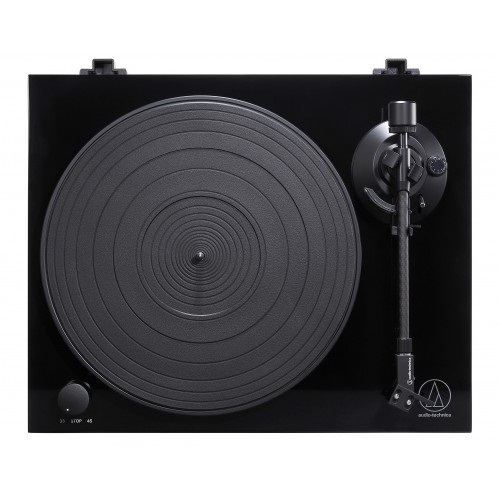 Audio-Technica AT-LPW50PB Giradischi Manuale a Cinghia Nero con Braccio a S e Velocità 33-1/3 e 45 RPM