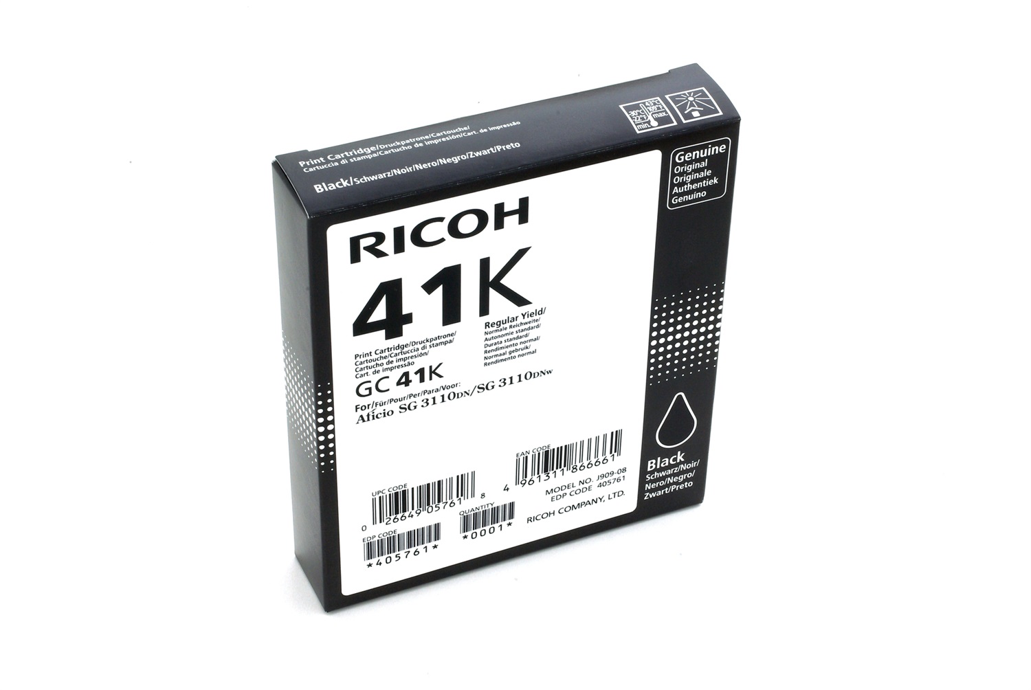 Ricoh 405761 Cartuccia d'Inchiostro Gel Nero Originale - Resa di circa 2500 Pagine per Modelli Aficio SG