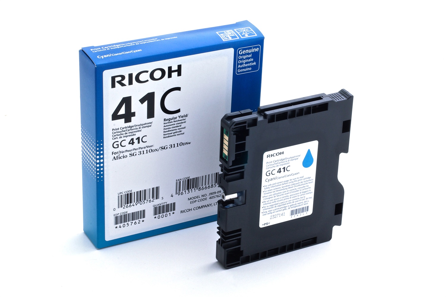 Ricoh 405762 Cartuccia d'Inchiostro Ciano Originale Resa Standard 1 pz - Compatibile con Aficio SG 3110DN e altri modelli, ~2200 pagine