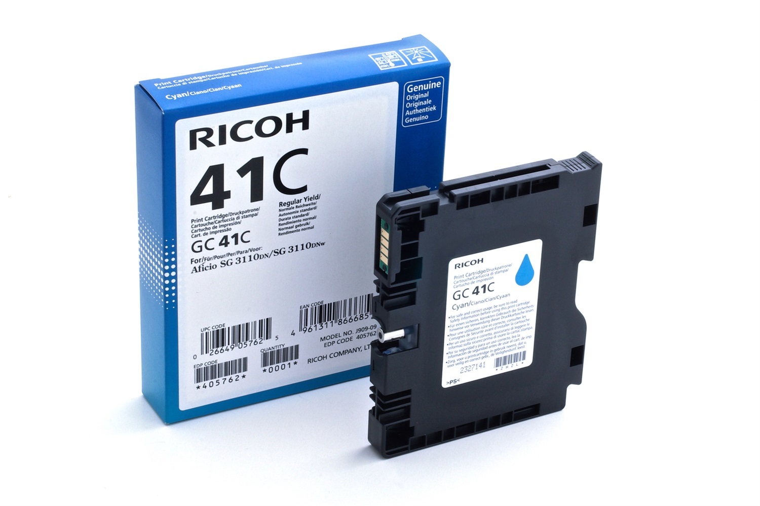 Ricoh 405762 Cartuccia d'Inchiostro Ciano Originale Resa Standard 1 pz - Compatibile con Aficio SG 3110DN e altri modelli, ~2200 pagine