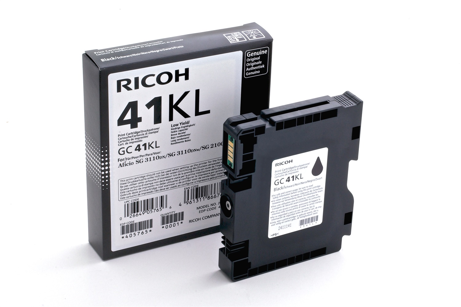 Ricoh 405765 Cartuccia d'Inchiostro Originale Nero - Capacità 600 Pagine, Inchiostro a Base di Pigmento, Compatibile con SG 2100N, SG 3100SNW, SG 3110DN, SG 7100DN