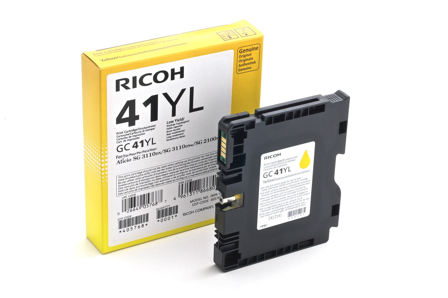 Ricoh 405768 Cartuccia d'Inchiostro Originale Giallo - 1 pz, Inchiostro a Base di Pigmento, Fino a 600 Pagine