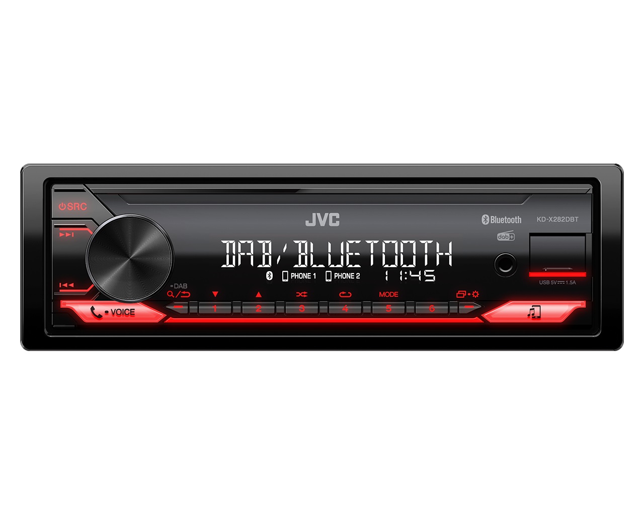 JVC KD-X282DBT Autoradio Bluetooth DAB 200W Nero con Display LCD, AUX e USB