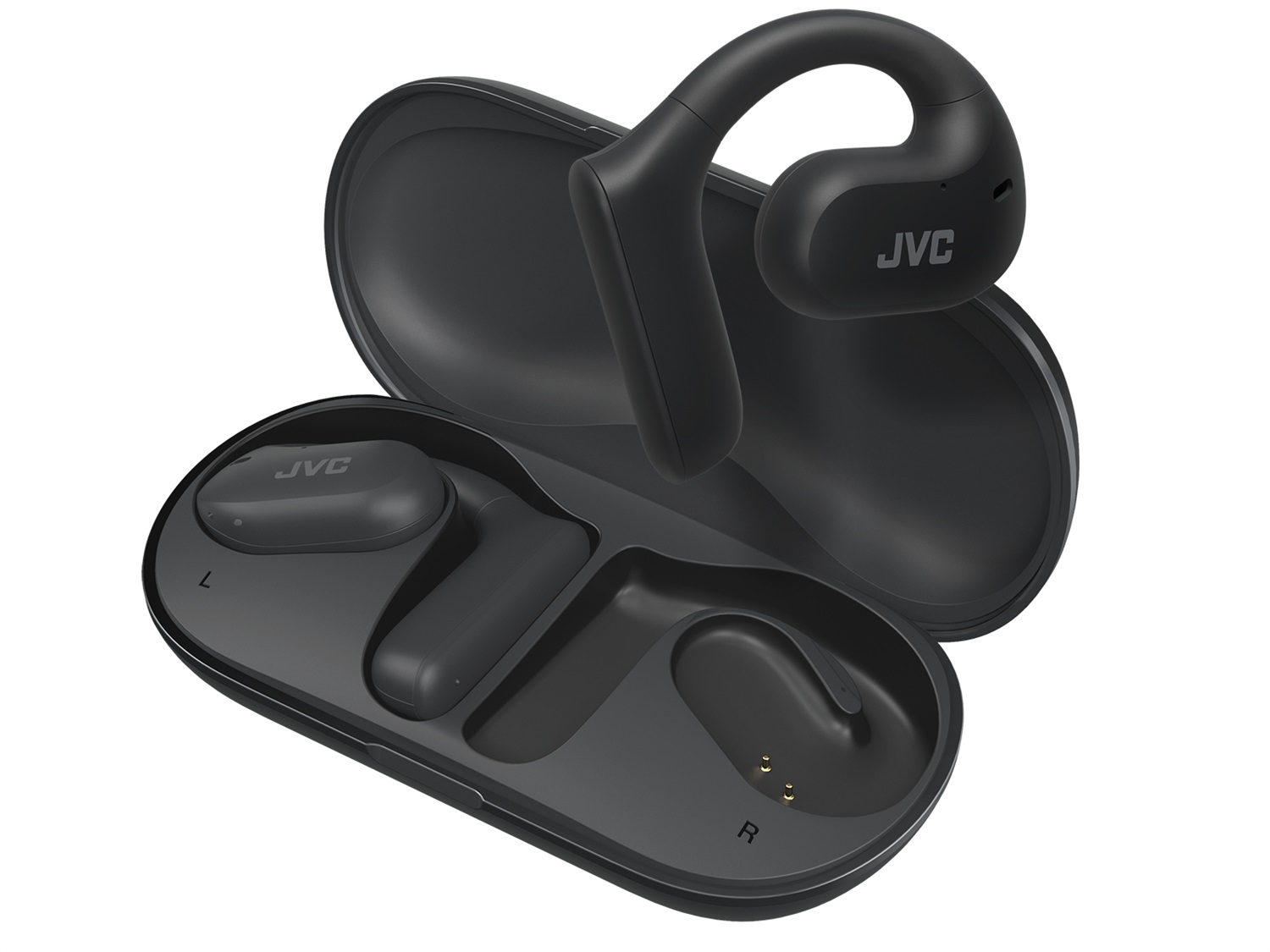 JVC HA-NP35T Auricolari True Wireless Stereo (TWS) Open Ear Bluetooth 5.1 con Cancellazione del Rumore, IPX4, Autonomia 17 Ore - Nero