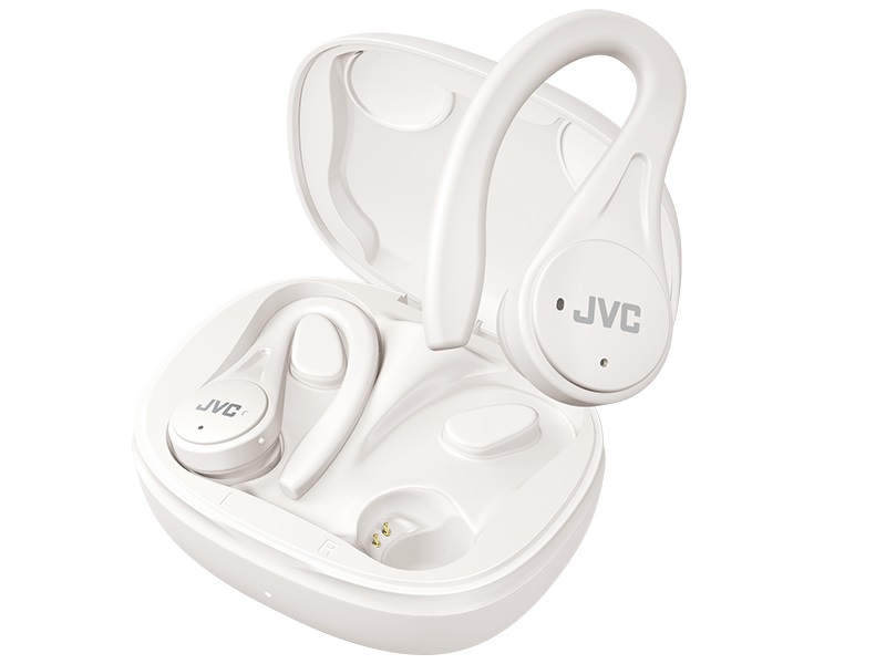 JVC HA-EC25T Auricolari Sportivi Senza Fili Leggeri, Batteria Fino a 30 Ore, Suono Neodimio, Resistenza all'Acqua IPX5, Bianco