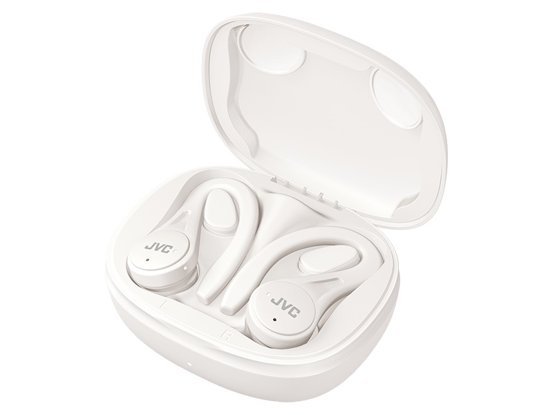JVC HA-EC25T Auricolari Sportivi Senza Fili Leggeri, Batteria Fino a 30 Ore, Suono Neodimio, Resistenza all'Acqua IPX5, Bianco