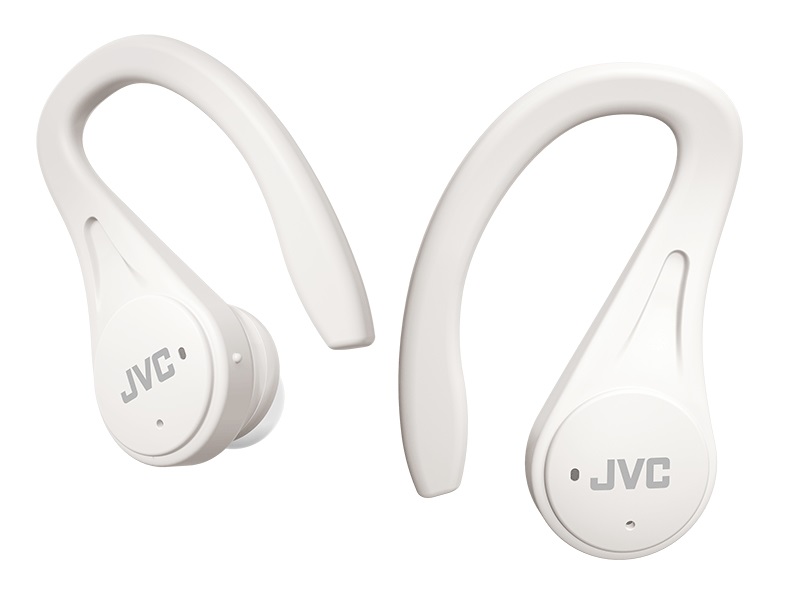 JVC HA-EC25T Auricolari Sportivi Senza Fili Leggeri, Batteria Fino a 30 Ore, Suono Neodimio, Resistenza all'Acqua IPX5, Bianco