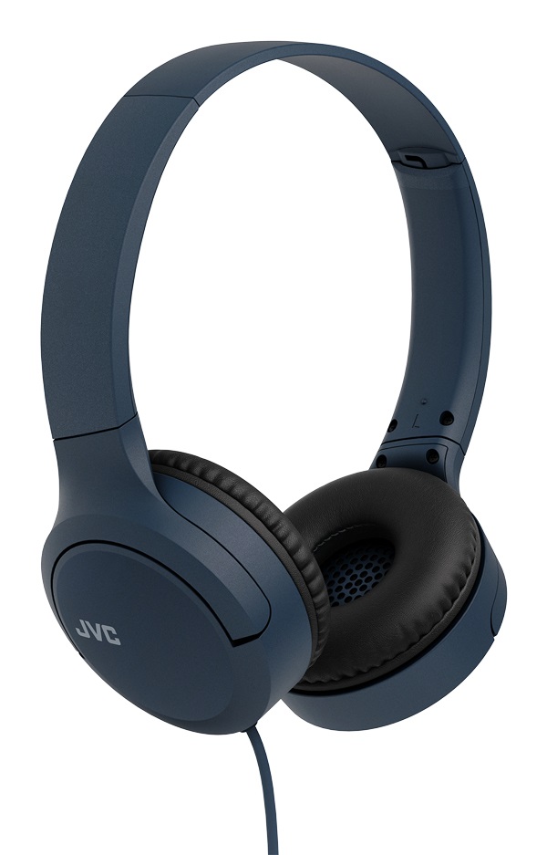 JVC HA-S33UC-A - Cuffie on-ear cablate USB-C con padiglioni morbidi, design pieghevole, telecomando 3 tasti e cavo anti-groviglio - Blu
