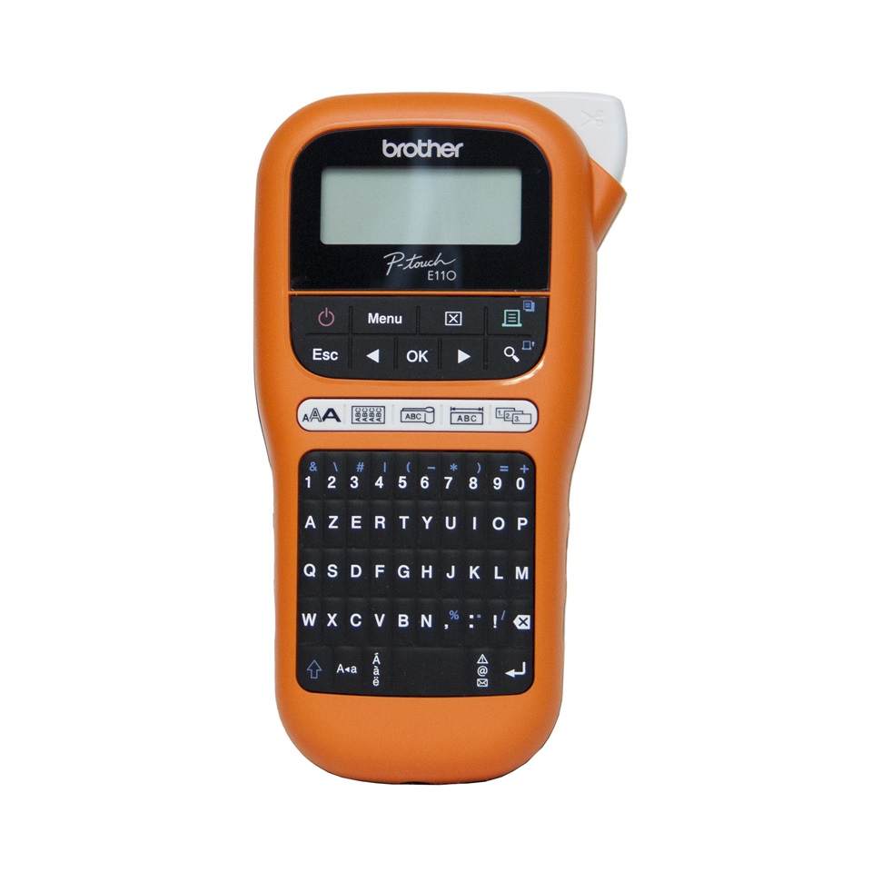 Brother PT-E110 Etichettatrice Palmare Professionale per Settore Elettrico con Tastiera QWERTY, Display LCD, 200 Simboli, Velocità di Stampa 20 mm/s, Risoluzione 180 x 180 DPI, Inclusi Adattatore AD24ES e Nastro da 12 mm
