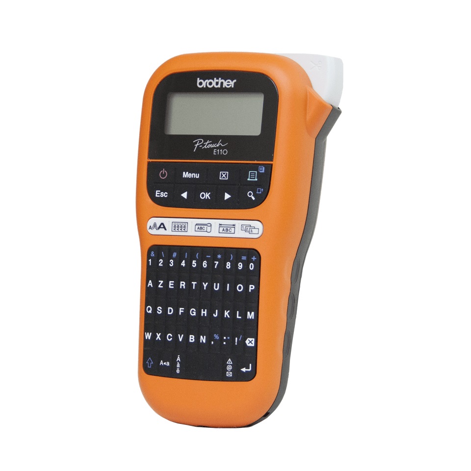 Brother PT-E110 Etichettatrice Palmare Professionale per Settore Elettrico con Tastiera QWERTY, Display LCD, 200 Simboli, Velocità di Stampa 20 mm/s, Risoluzione 180 x 180 DPI, Inclusi Adattatore AD24ES e Nastro da 12 mm