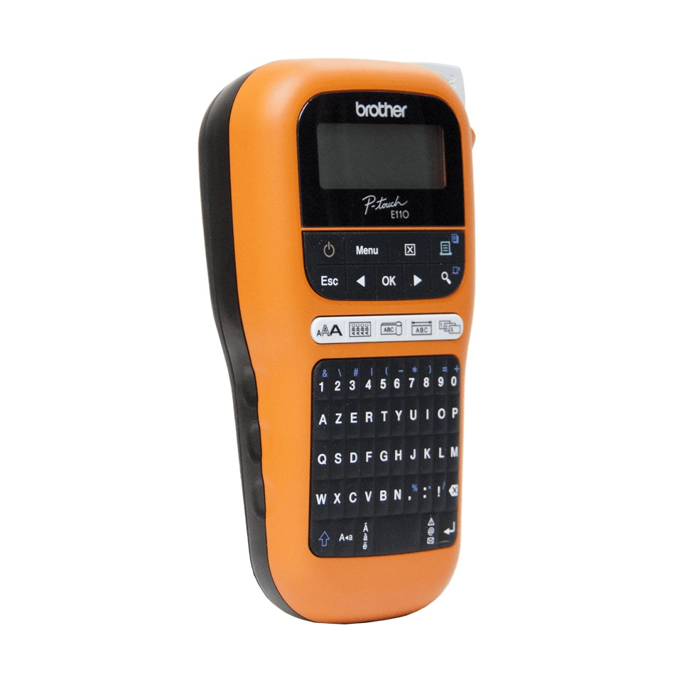 Brother PT-E110 Etichettatrice Palmare Professionale per Settore Elettrico con Tastiera QWERTY, Display LCD, 200 Simboli, Velocità di Stampa 20 mm/s, Risoluzione 180 x 180 DPI, Inclusi Adattatore AD24ES e Nastro da 12 mm