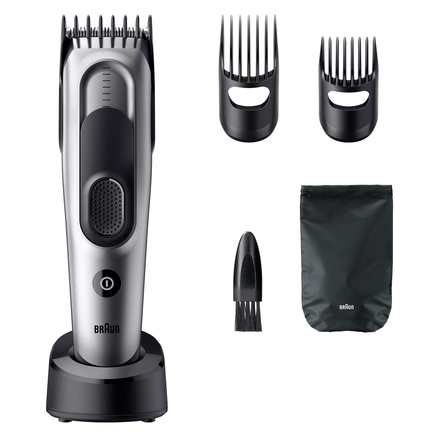 Braun HC7590 Tagliacapelli Ricaricabile Nero e Argento - 17 Lunghezze di Taglio, Lame Affilate, Batteria NiMH