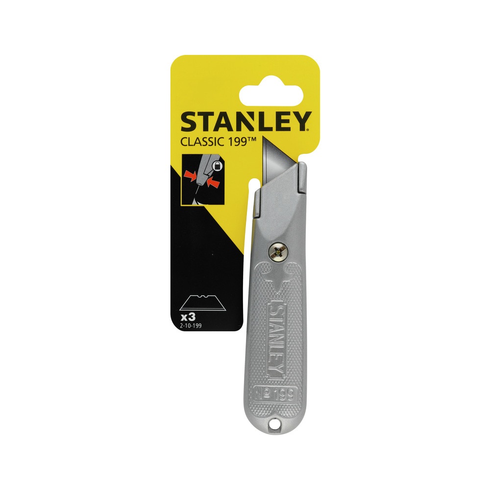 Stanley Cutter a Lama Fissa 199 - Cutter Classico con Lame a Trapezio e Sistema di Blocco
