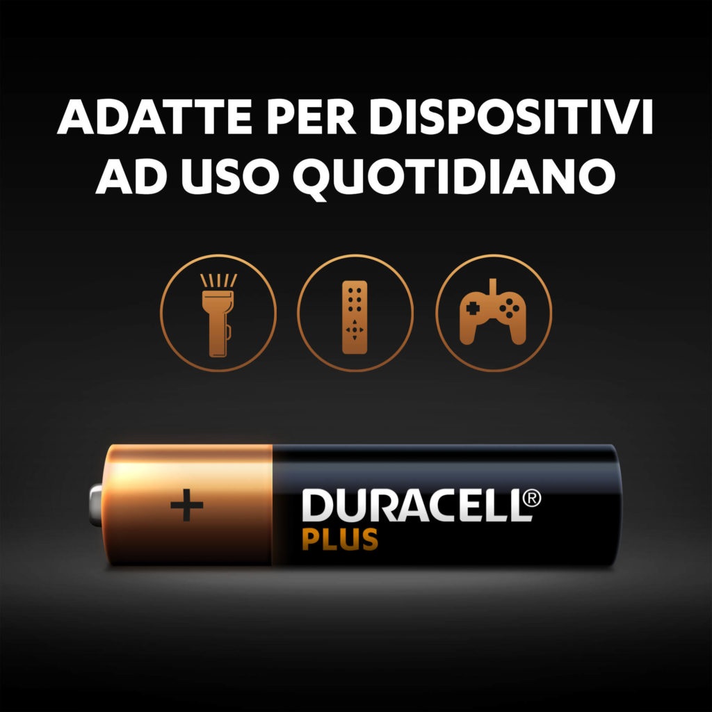 Duracell Batterie Plus AAA - Pile Alcaline 1.5V - Pacco da 8 - Fino al 100% di Extra Durata - 0% Plastica - 10 Anni di Conservazione
