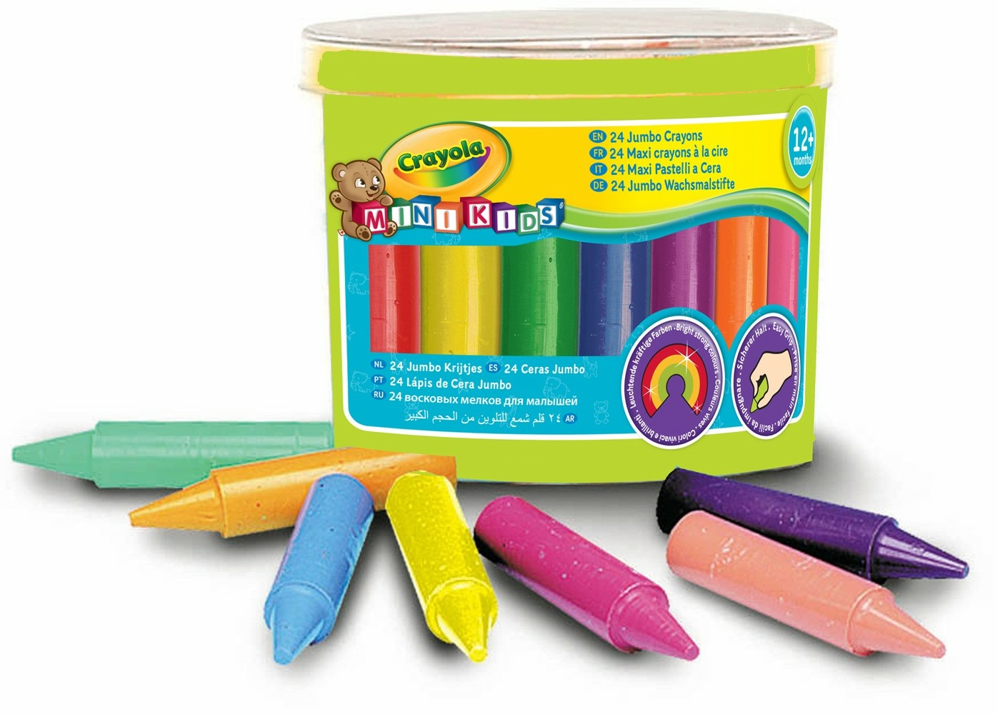 Crayola 24 Maxi Pastelli a Cera - Facili da Impugnare per Bambini, Colori Brillanti e Morbidi