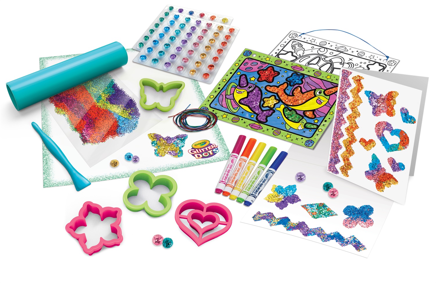 CRAYOLA Glitter Dots Sparkle Station Super Set - Materiale Modellabile Glitterato per Decorazioni Scintillanti, Età 6 , Palline di 10mm