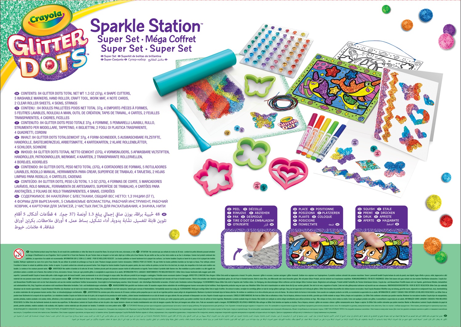 CRAYOLA Glitter Dots Sparkle Station Super Set - Materiale Modellabile Glitterato per Decorazioni Scintillanti, Età 6 , Palline di 10mm
