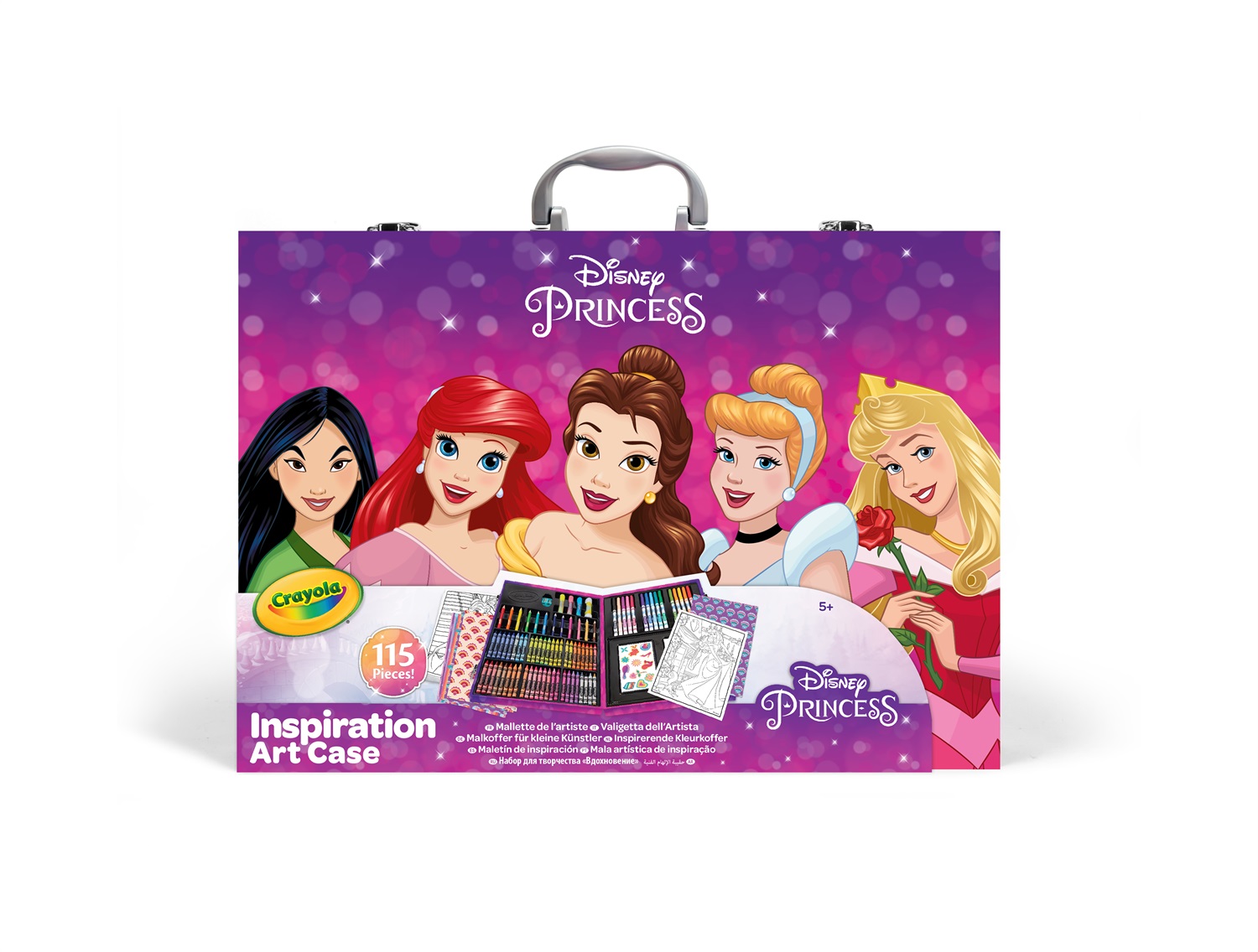 Crayola Valigetta Creativa Principesse Disney - Kit con 115 Pezzi Assortiti per Bambini (5-7 Anni)