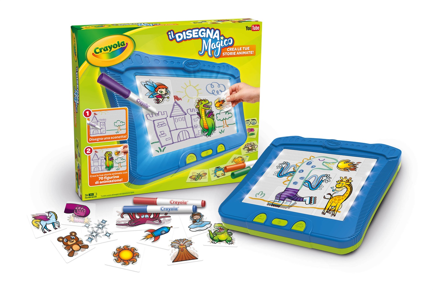 Crayola 25-6701 Il Disegnamagico - Crea Storie Animate con 70 Figurine e Pennarelli Inclusi