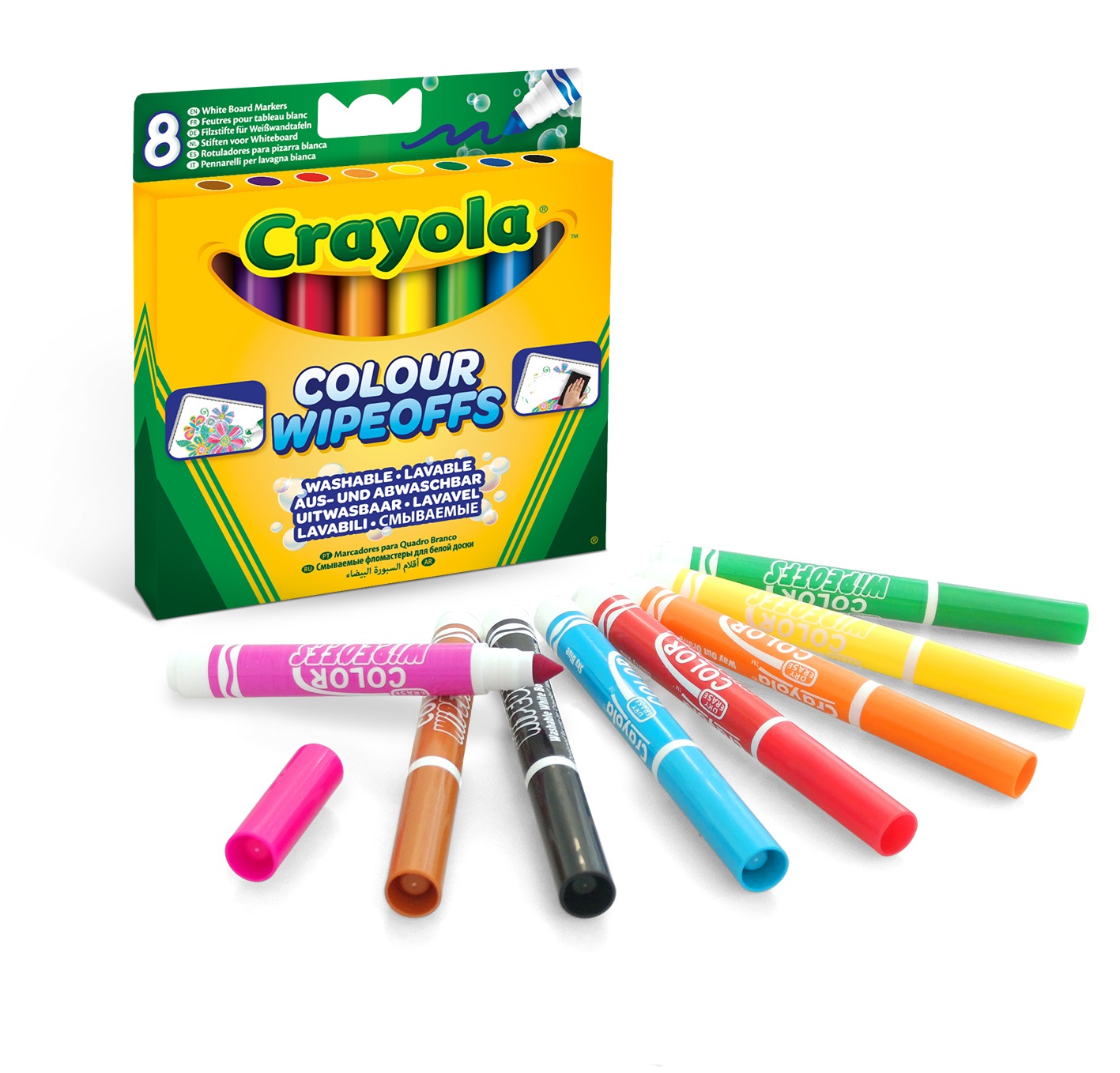 Crayola Pennarelli per Lavagna Bianca Lavabili 8 Colori Assortiti Punta Maxi Conica