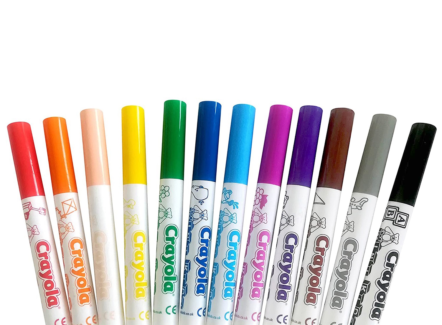 Crayola Mini Kids - Pennarelli Lavabili con Punta Arrotondata, Confezione da 12 Pezzi in Colori Assortiti, Inchiostro Super Lavabile, Età Consigliata: 12 Mesi - 5 Anni