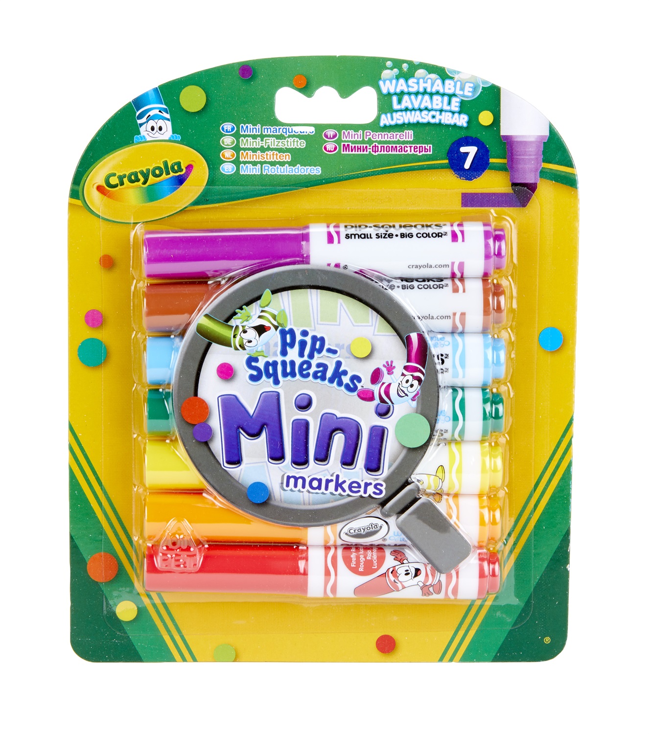 Crayola 7 Mini Pennarelli Lavabili Pocket Punta Grossa Colori Assortiti per Scuola e Tempo Libero