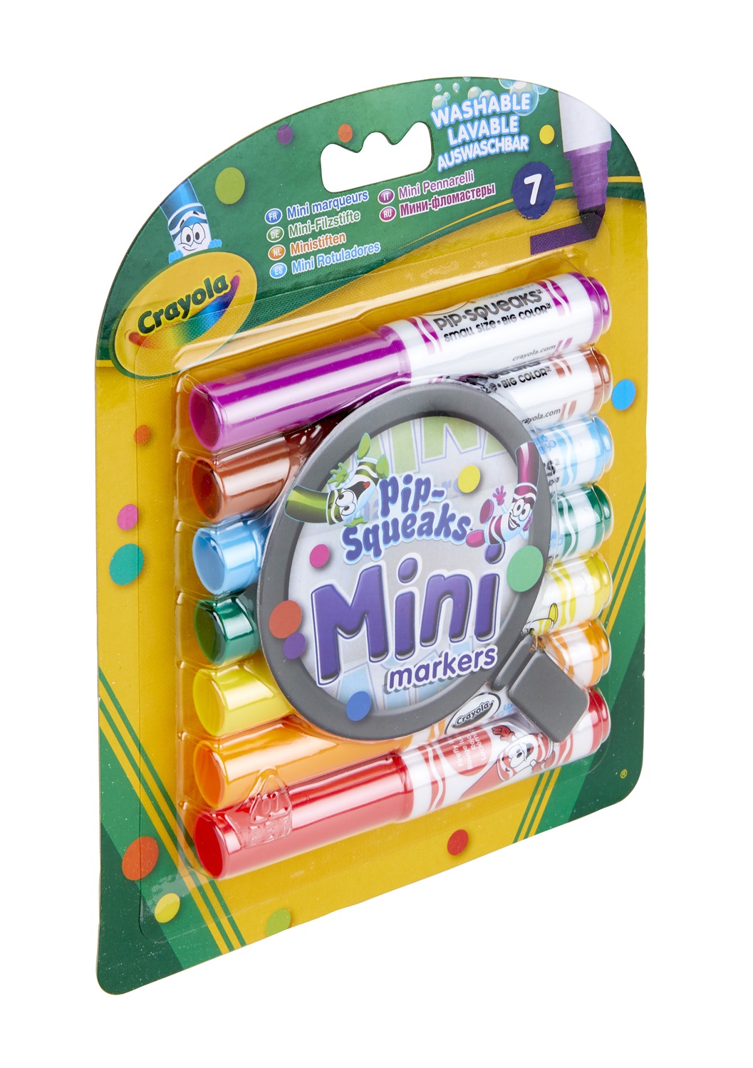 Crayola 7 Mini Pennarelli Lavabili Pocket Punta Grossa Colori Assortiti per Scuola e Tempo Libero