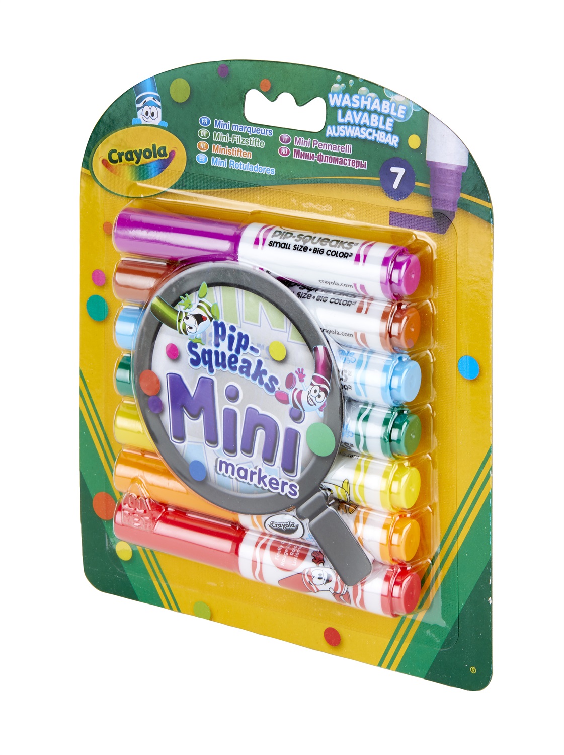 Crayola 7 Mini Pennarelli Lavabili Pocket Punta Grossa Colori Assortiti per Scuola e Tempo Libero